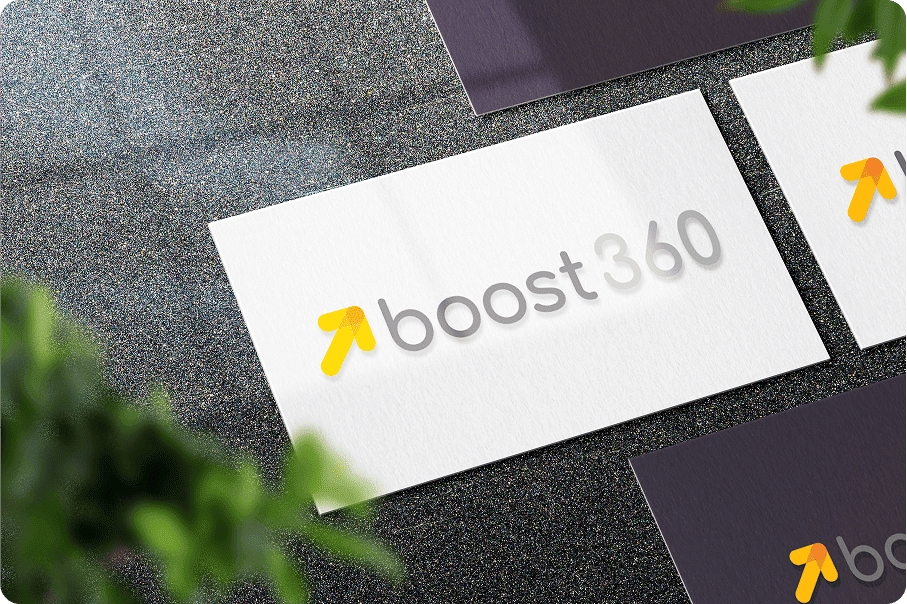 Boost360 card design showing clean, interactive UI with clear information hierarchy.